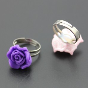 Japanese And Korean Style Flowers And Fruits Polymer Clay Opening Ring