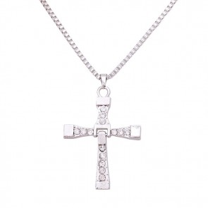 European And American New Style Fashionable Simple Diamond Paved Cross Necklace