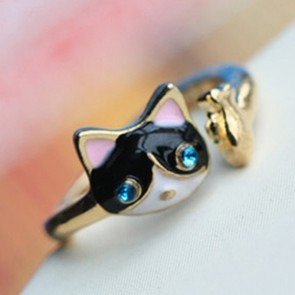 Korean Small Jewelry Wholesale The New Paint Kitten Fashion Individual Diamond Ring