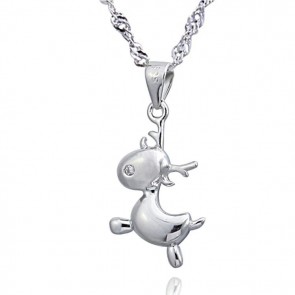 Fashionable Creative Cute Deer Pendant 925 Silver Necklace