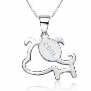 925 Sterling Silver Necklace Korean Style Cartoon Puppy Pendant Necklace