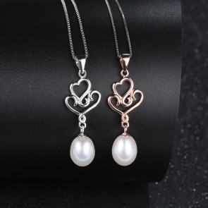Korean New Style Jewelry 925 Sterling Silver Heart-shaped Flawless Natural Pearl Pendant Necklace