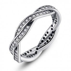 Factory Direct Wholesale 925 Sterling Silver Ripple Diamonds Pave Female Ring
