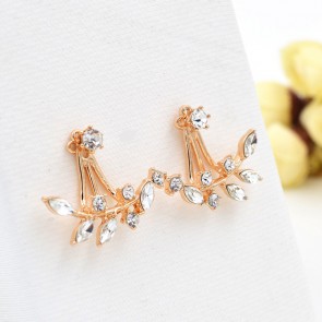 Factory Wholesale Girl Jewelries Leaves Earrings Hanging Branches Diamond Earrings