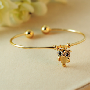 Yiwu Factory Direct Wholesale Fashionable Lovely Full Shining Diamonds Opal Owl Bracelet