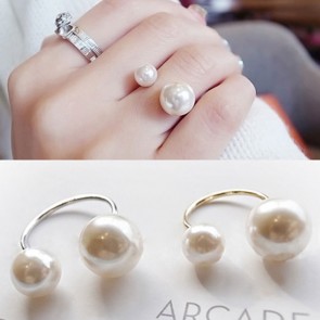 Elegant Lady Style U-shaped Opening Size Adjustable Ring Wholesale Pearl Ring