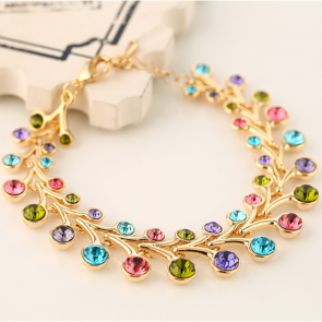 Yiwu Factory Wholesale European And American Style Jewelry Colorful Diamond Bracelet