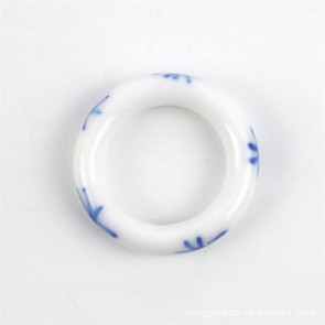 Jingdezhen White And Blue Porcelain Ring Handmade Simple Ethnic Ring