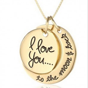 European And American Fashionable Jewelry I Love You Couple Moon And Heart Pendant Necklace