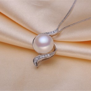 Simple fashionable S shape natural fresh water pearl pendant clavicle chain necklace
