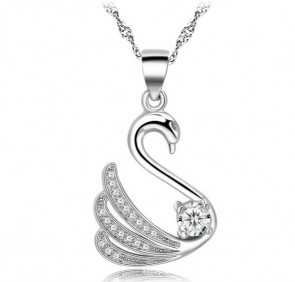 Silver Swan Pendant Necklace Female Clavicle Chain Accessories Gift