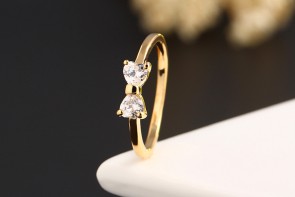 Alibaba Explosion Model Sweet Bowknot Ring Korean Style Zircon Ring