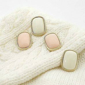 Korean Style Small Jewelry Minimalist Fashionable Stylish Pink Trim Baguette Earrings