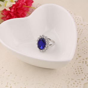 Yiwu Factory Direct Wholesale Internet Explosion Model Fashionable Luxurious Sapphire Diamond Ring