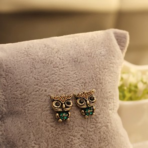 Yiwu Factory Direct Wholesale Retro Jewelry Fashionable Exquisite Owl Rhinestone Earring