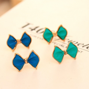 Star Style Korean Fashionable Earrings Exquisite Colorful Stereo Bowknot Hypoallergenic Earrings
