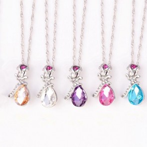 S925 Silver Crystal Rose Jewelry The Tear Of The Angel Pendant Necklace