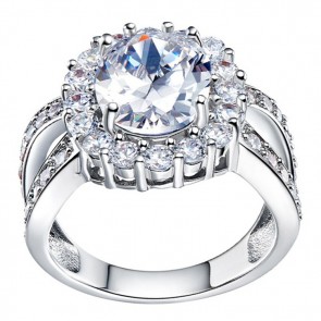 Factory Direct Wholesale 18K Platinum Plating Crystals And Diamonds Pave Luxurious Ring