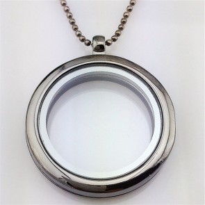 European And American New Style Hot Selling Smooth Round Photo Box Necklace