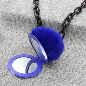 New Fashionable Style Cute And Lovely Furry Ball Mirror Sweater Chain Pendant Necklace