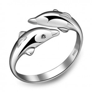 2016 Hot Korean Jewelry Fashionable Personalized 925 Sterling Silver Double Dolphin Dpening Ring