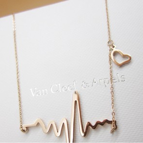 The New Frequency Waves Rose Gold Necklace Just for You Color Gold Heart Necklace