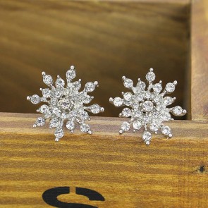 Wholesale Exquisite Diamond Bright Diamond Snowflake Earrings