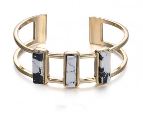 Fashionable New Style European And American Exquisite Hollow Inlaid Geometric Turquoise Bracelet