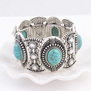 Folk Custom Nepal Bracelet Silver-plated Diamond Turquoise Wholesale Bracelet