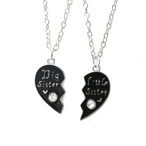 Big Little Sister Jewelry Two Pieces Of Broken Heart Combination Pendant Necklace