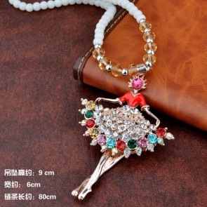 Wholesale Network Explosion Models Beads Long Paragraph Retro Sweater Chain Necklace Ballet Girl