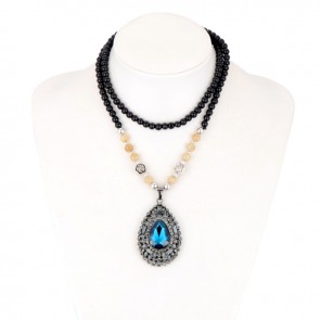 Natural Water Drops Over Drilling High-grade Crystal Pendant Long Necklace
