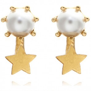 The New Five-pointed Star Embedded Dual-use after Pearl Earrings