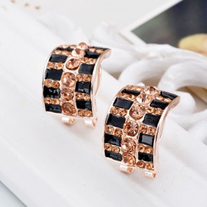 Explosion Models High-end European and American Fashion Earrings Buckle Crystal Clover Earrings 