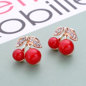 Korean Fashion Crystal Opal Earrings Ear Buckle Crystal Cherry Variety of Factory Outlets