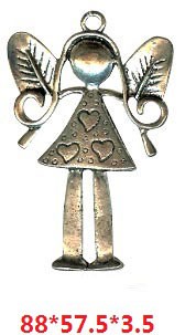 Person shaped pendant with three love shapes on the body