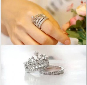 New Fashion Party Queen Crown Molding Wild Sweet Diamond Ring Piece