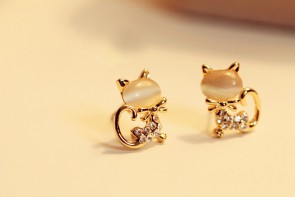 European And American Style Fashionable Jewelry Opal Animal Cat Earring