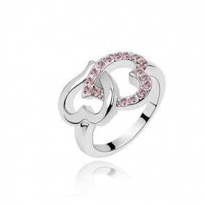 Korean Creative Ring Peach Heart Shape Single Row Diamond Ring