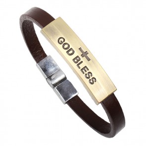Yiwu factory direct wholesale religious bracelet God Bless imitaion bronze bracelet