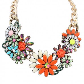 European and American fashion exaggerated punk new fashion jewelry diamond flower necklace
