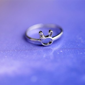 Factory Wholesale New 925 Sterling Silver Ring Cute Small Bunny Opening Ring
