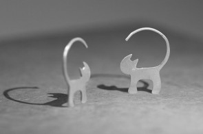 Factory Wholesale Plain Silver Jewelry Tail Cat Creative Individual Earrings