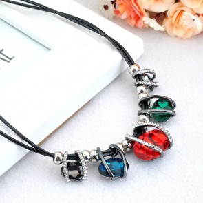 Factory Wholesale Colorful Crystal Diamond Sweater Chain Clavicle Short Paragraph Female Models-Plated Chain