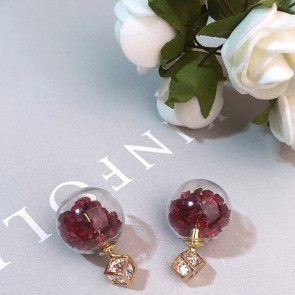 Japan And Korea New Style Bubble Earring Transparent Beads Front And Rear Double-sided Earrings
