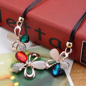 Peacock Opal Crystal Diamond Female Short Paragraph Clavicle Chain Necklace