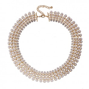 Europe Selling High-end Luxury Full Diamond Pearl Chain Clavicle New Exclusive Necklace 