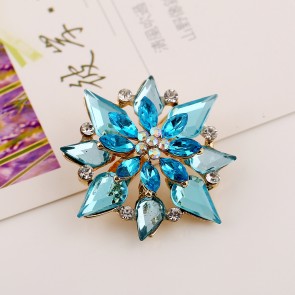 Korean Fashion Alloy Double Diamond Flower Brooch Pin Gem