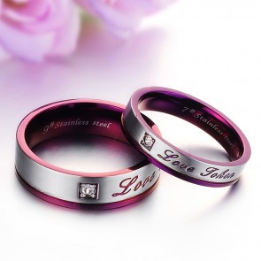 New Style Titanium Steel Jewelry Purple Charming Classic Couple Rings GJ297