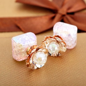 Hot Explosion Models Korean Version of Fashion Elements Crystal Radius of Color Flowers Earrings 